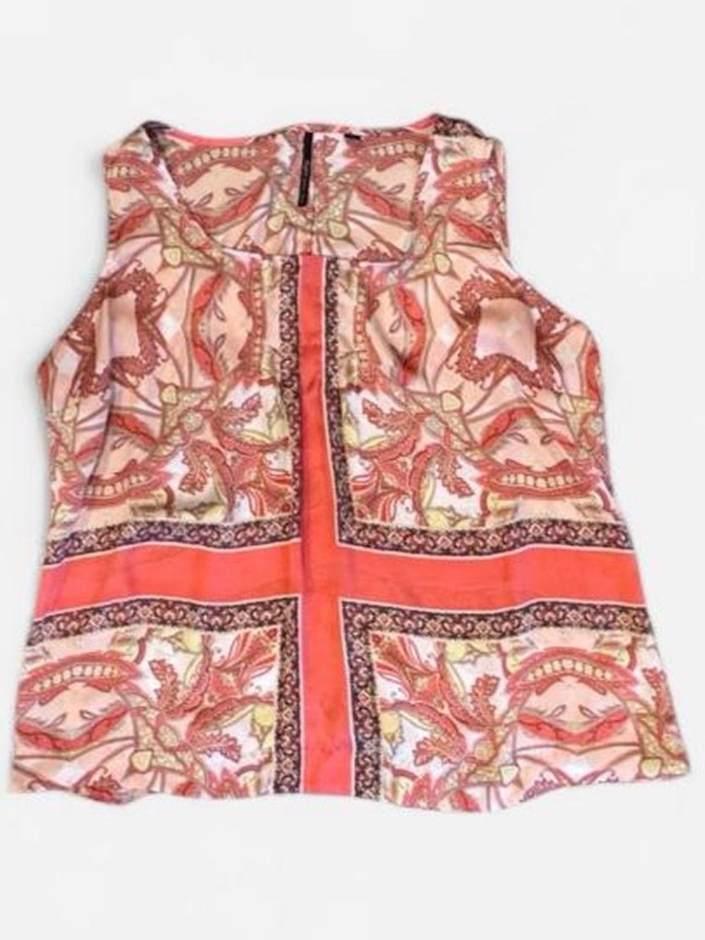 Skye’s the Limit 2X Sleeveless Scarf Print Blouse | Coral Paisley
